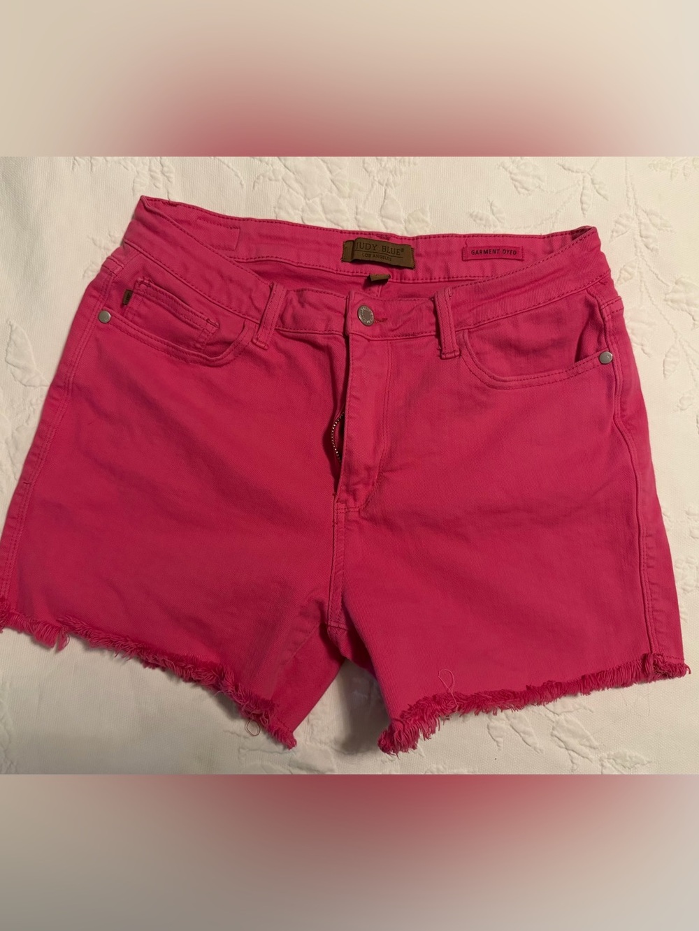 Judy Blue Bright Pink Denim Cutoff Shorts